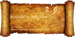 Kallós Júlia névjegykártya